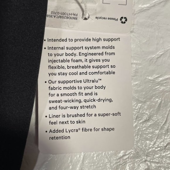 NEW Lululemon Air Support High Support Bra Size 34D Black Crisscross Back Straps - Picture 12 of 13